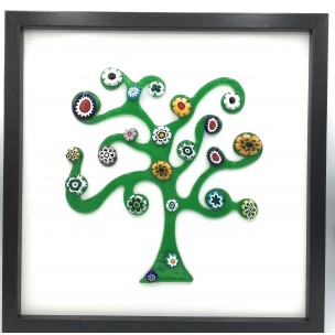 Quadro Albero della Vita Murrine Vetro di Murano Verde Made in Italy