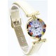 Orologio Donna Dorato Pelle watch in Vetro di Murano Murrina Millefiori