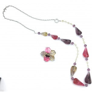 COLLANA PIU' SPILLA IN VETRO DI MURANO ANTICA MURRINA VENEZIANA