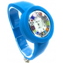 Orologio Donna Verde Acciaio Molla watch in Vetro di Murano Murrina Millefiori