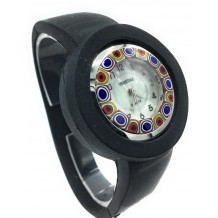Orologio Donna Rosso Acciaio Molla watch in Vetro di Murano Murrina Millefiori