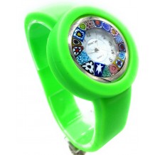 Orologio Donna Rosso Acciaio Molla watch in Vetro di Murano Murrina Millefiori