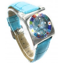 Orologio Donna Rosso Acciaio Molla watch in Vetro di Murano Murrina Millefiori