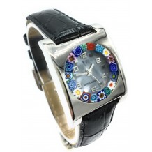 Orologio Donna Rosso Acciaio Molla watch in Vetro di Murano Murrina Millefiori