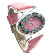 Orologio Donna Rosso Acciaio Molla watch in Vetro di Murano Murrina Millefiori