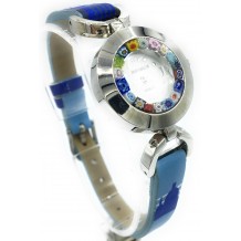 Orologio Donna Rosso Acciaio Molla watch in Vetro di Murano Murrina Millefiori
