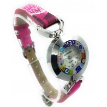 Orologio Donna Rosso Acciaio Molla watch in Vetro di Murano Murrina Millefiori
