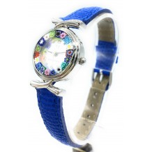 Orologio Donna Rosso Acciaio Molla watch in Vetro di Murano Murrina Millefiori
