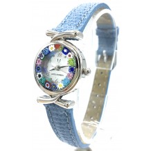 Orologio Donna Rosso Acciaio Molla watch in Vetro di Murano Murrina Millefiori