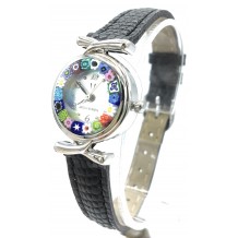 Orologio Donna Rosso Acciaio Molla watch in Vetro di Murano Murrina Millefiori