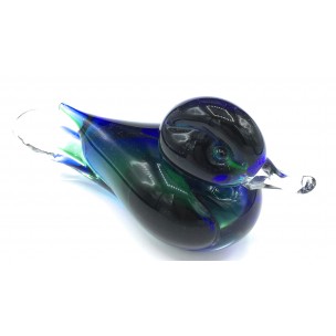 Anatra in Vetro Incamiciato Blu Verde Collection Oball Murano Glass Made in Italy