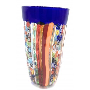 Vaso Canne Con Inserti In Murrine Millefiori