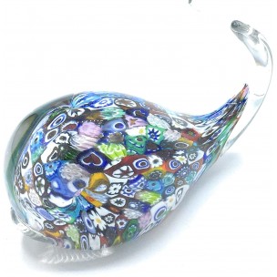 Balena in Vetro Di Murano Glass Con Murrine Millefiori  Made in Italy