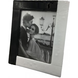 Portafoto In Vetro Di Murano Vetro in Pasta Bianco e Nero i  Made in Italy