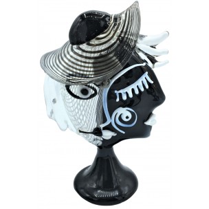 Scultura Volto Colori Picasso In Vetro di Murano Made Italy