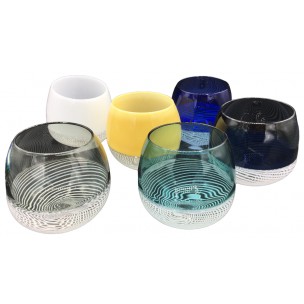 Set di 6 bicchiere acqua colori assortiti Goto Veneziano Con canna in filigrana Vetro di Murano made in italy