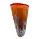 Vaso in Vetro di Murano, Decorato a Mano con Murrine e Foglia Argento Multicolore, Arte Moderna Veneziana
