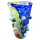 Vaso in Vetro di Murano, Decorato a Mano con Murrine e Foglia Argento Multicolore, Arte Moderna Veneziana