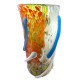 Vaso in Vetro di Murano, Decorato a Mano con Murrine e Foglia Argento Multicolore, Arte Moderna Veneziana