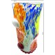 Vaso in Vetro di Murano, Decorato a Mano con Murrine e Foglia Argento Multicolore, Arte Moderna Veneziana
