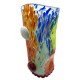 Vaso in Vetro di Murano, Decorato a Mano con Murrine e Foglia Argento Multicolore, Arte Moderna Veneziana