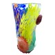 Vaso in Vetro di Murano, Decorato a Mano con Murrine e Foglia Argento Multicolore, Arte Moderna Veneziana