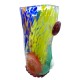Vaso in Vetro di Murano, Decorato a Mano con Murrine e Foglia Argento Multicolore, Arte Moderna Veneziana