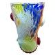Vaso in Vetro di Murano, Decorato a Mano con Murrine e Foglia Argento Multicolore, Arte Moderna Veneziana