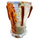 Vaso in Vetro di Murano, Decorato a Mano con Murrine e Foglia Argento Multicolore, Arte Moderna Veneziana