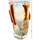Vaso in Vetro di Murano, Decorato a Mano con Murrine e Foglia Argento Multicolore, Arte Moderna Veneziana