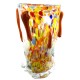 Vaso in Vetro di Murano, Decorato a Mano con Murrine e Foglia Argento Multicolore, Arte Moderna Veneziana