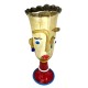 Vaso in Vetro di Murano, Decorato a Mano con Murrine e Foglia Argento Multicolore, Arte Moderna Veneziana