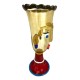 Vaso Decorativo Volto Donna in Vetro di Murano, Multicolore con Oro Zecchino Arte Moderna Veneziana