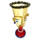 Vaso Decorativo Volto Donna in Vetro di Murano, Multicolore con Oro Zecchino Arte Moderna Veneziana