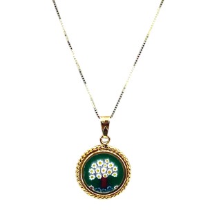 Murrina Millefiori con bordo e Catenina in argrnto 925 Diam 10 mm 