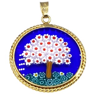 Murrina Millefiori con bordo e Catenina in argrnto 925 Diam 23 mm 