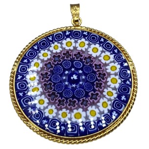 Murrina Millefiori con bordo e Catenina in argrnto 925 Diam 36 mm 