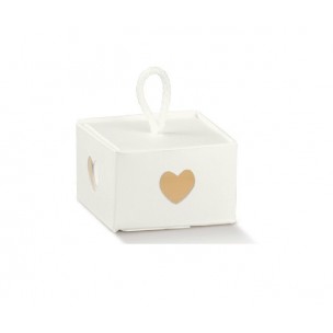 Scatola bianca portaconfetti cuore per bomboniera made in italy elegantissima