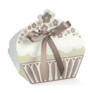 Scatolina cup cake bomboniera portaconfetti cuore bomboniera italiana tortora