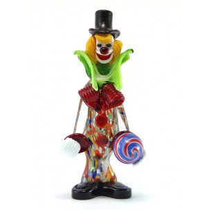 Clown Murano Glass H20cm Made in Italy Pagliaccio F450 CON PALLA