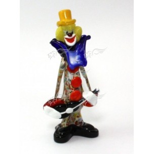 Clown Murano Glass H20cm Made in Italy Pagliaccio F450 CON CHITARRA