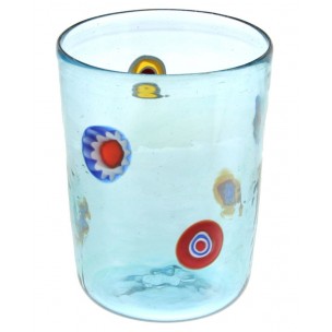 Bicchiere Goto Veneziano Murrine Millefiori Azzurro Murano Glasses Made in Italy