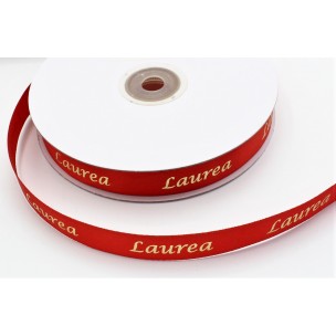 Nastro new Laurea Spessore 15 mm lunghezza 50 mt Rosso Scritta Oro