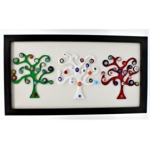 Quadro Albero della Vita Murrine Vetro di Murano Tricolore  Made in Italy