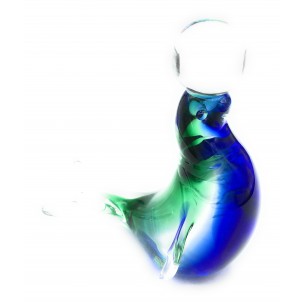 Foca in Vetro Incamiciato Blu Verde Collection Oball Murano Glass Made in Italy