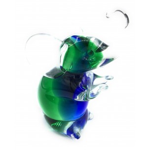 Elefante in Vetro Incamiciato Blu Verde Collection Oball Murano Glass Made in Italy