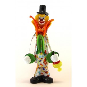 Clown Murano Glass H28cm Made in Italy Pagliaccio F451 CON FIASCHETTA